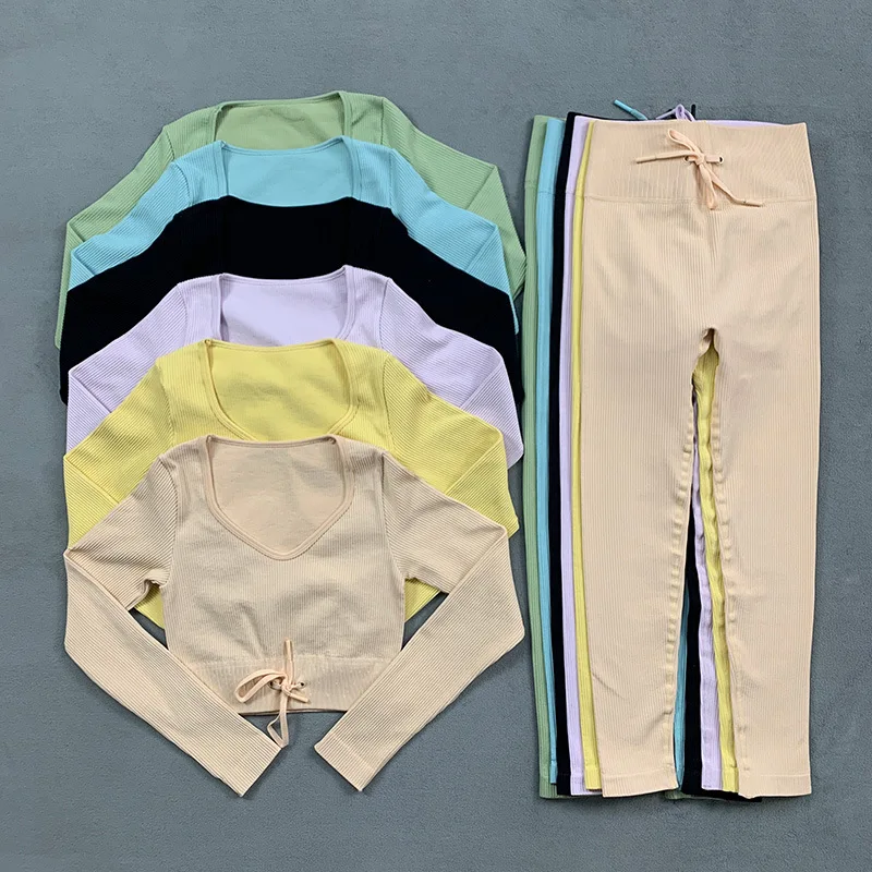 Women's tracksuit two piece set Long Sleeves Shirt Drawstring Seamless Leggings Fitness Outfits Clothing Suit Yoga Clothes
Women's tracksuit two piece set Long Sleeves Shirt Drawstring Seamless Leggings Fitness Outfits Clothing Suit Yoga Clothes