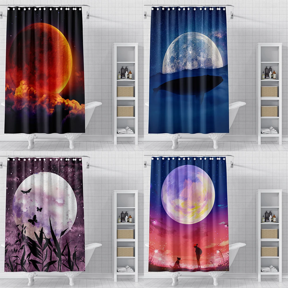 Moonlight Landscape Pattern Shower Curtain Waterproo Fabric Creative Bath Curtain All-season Universal Shower Curtain With Hooks
Moonlight Landscape Pattern Shower Curtain Waterproo Fabric Creative Bath Curtain All-season Universal Shower Curtain With Hooks