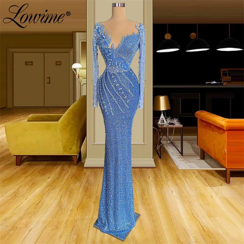 Lowime Blue Beaded Evening Dresses Long Sleeves Dubai Arabic Women Mermaid Prom Formal Party Dress Robes De Soiree Plus Size
Lowime Blue Beaded Evening Dresses Long Sleeves Dubai Arabic Women Mermaid Prom Formal Party Dress Robes De Soiree Plus Size