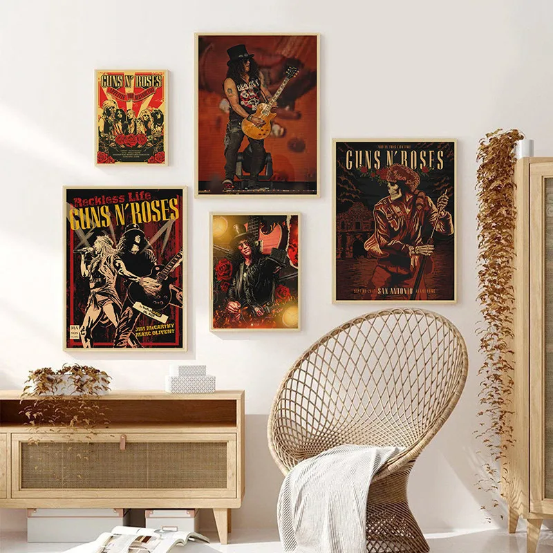 

Rock Band Guns N' Roses Nostalgic Matte Kraft Paper Poster Office Gift Room Dining Home Decor wall sticker Design