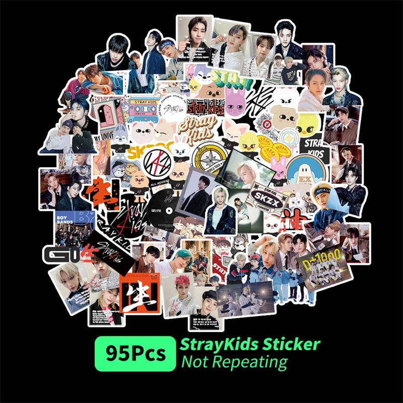 

100Pcs/Set Stray Kids Stickers High Quality HD New Album Photo Cards Character Stickers Decor Stationery Fans Gift