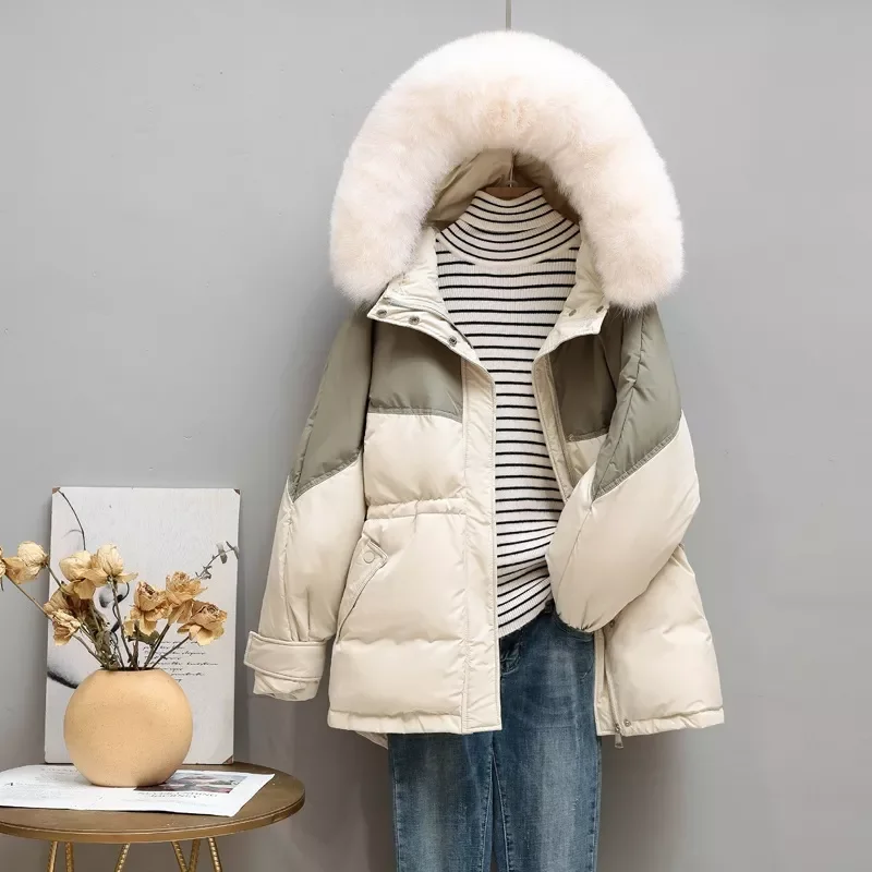 2022NEW New Women Winter Down Coats Big Fur Collar Short Spliced Warm Female Down Jackets Thicken Patchwork White Duck Down Coat
2022NEW New Women Winter Down Coats Big Fur Collar Short Spliced Warm Female Down Jackets Thicken Patchwork White Duck Down Coat