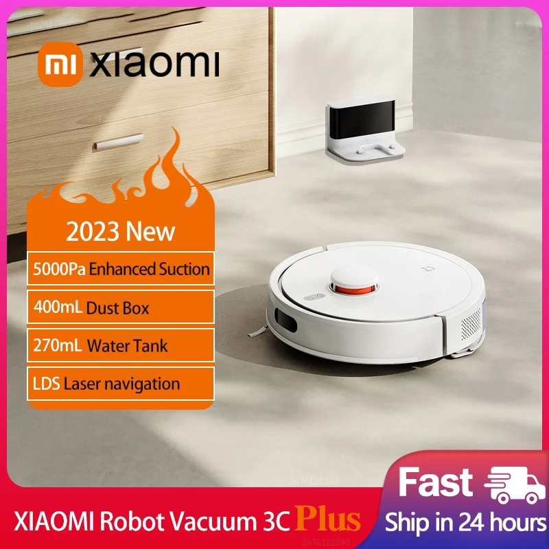 

XIAOMI MIJIA 3C Plus Robot Vacuum Cleaner and Mop For Home Appliance Dust LDS Scan 5000PA Cyclone Suction Washing Mop Smart Plan