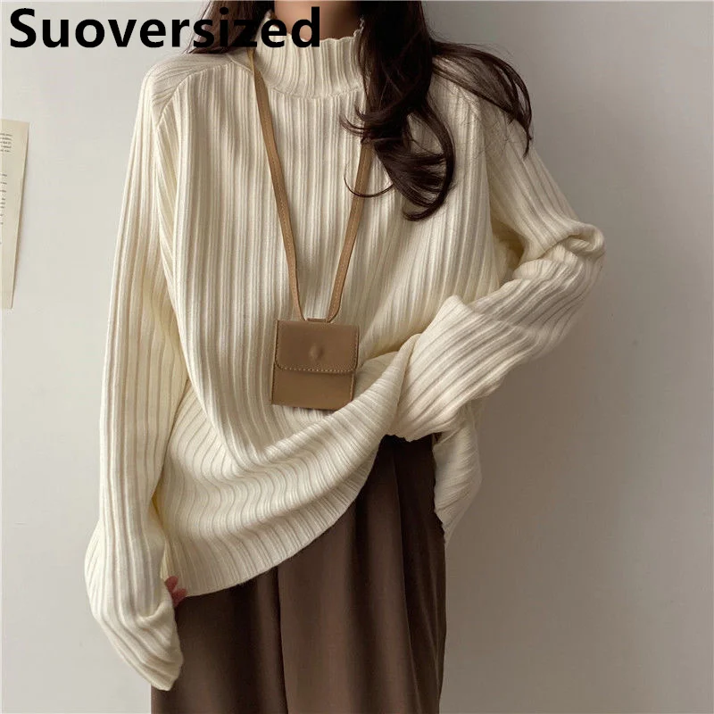 Women's Oversized 95kg Mock Neck Sweater Fall Winter Loose Casual Solid Bottomed Knitted Pullover Korean Chic Long Sleeve Tops
Women's Oversized 95kg Mock Neck Sweater Fall Winter Loose Casual Solid Bottomed Knitted Pullover Korean Chic Long Sleeve Tops