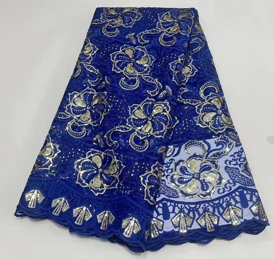 Royal Blue African Sequins Lace Fabric 2022 High Quality French Nigerian Mesh Lace Fabric For Bride Wedding Dress Sewing
Royal Blue African Sequins Lace Fabric 2022 High Quality French Nigerian Mesh Lace Fabric For Bride Wedding Dress Sewing