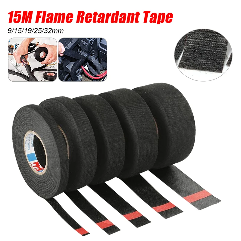 New 15M Electrical Tape Heat-resistant Adhesive Cloth Tape For Cable Car Harness Wiring Loom Width 9/15/19/25/32MM Hand Tools
New 15M Electrical Tape Heat-resistant Adhesive Cloth Tape For Cable Car Harness Wiring Loom Width 9/15/19/25/32MM Hand Tools