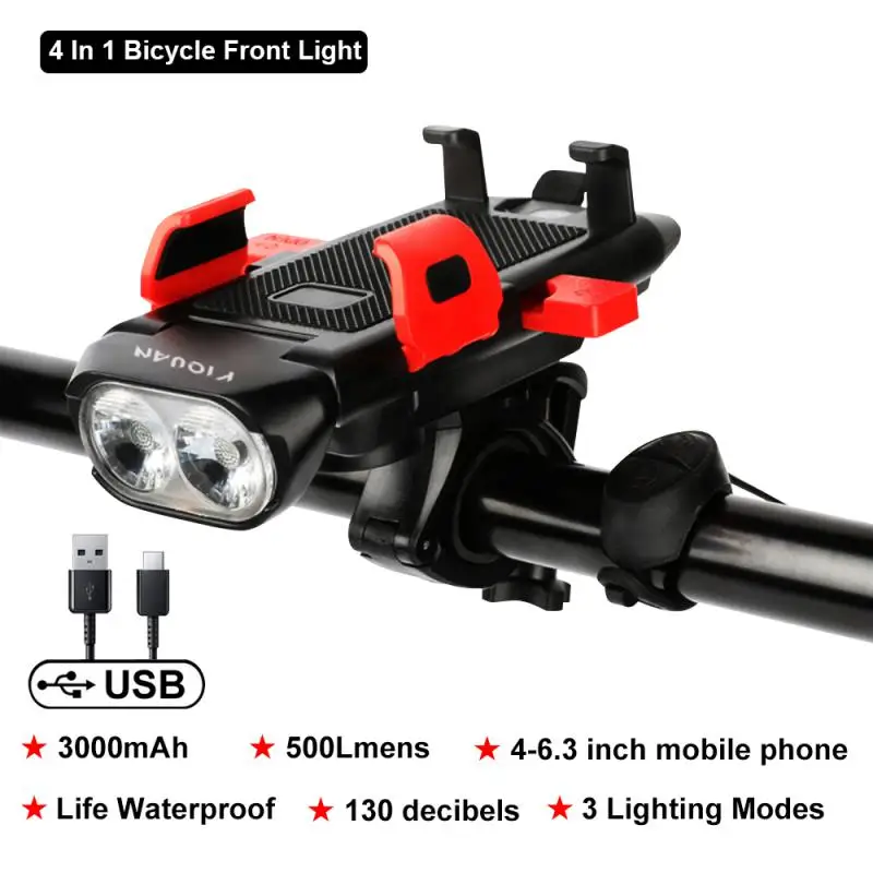 4 in 1 Bicycle Light Front Bike Phone Holder with Lights Horn Bell Flashlight Multi-Function Bicycle Lantern Cycling Power Bank
4 in 1 Bicycle Light Front Bike Phone Holder with Lights Horn Bell Flashlight Multi-Function Bicycle Lantern Cycling Power Bank