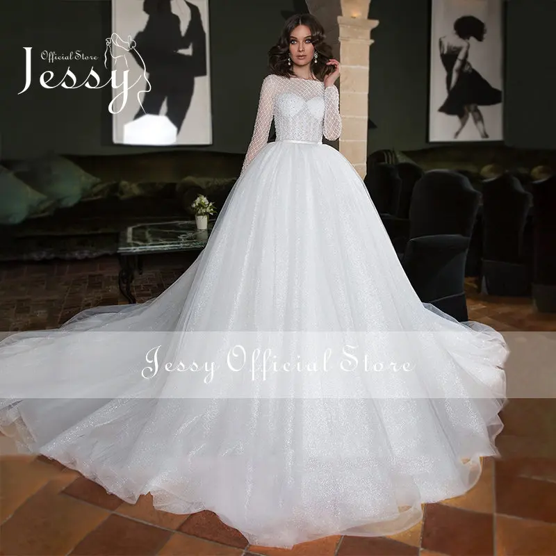 Luxurious Wedding Dress Organza With Beading Ball Gown High-oneck Full Sleeve Bride Dress Back Lace Up Robes De Mariée Custom Ma
Luxurious Wedding Dress Organza With Beading Ball Gown High-oneck Full Sleeve Bride Dress Back Lace Up Robes De Mariée Custom Ma