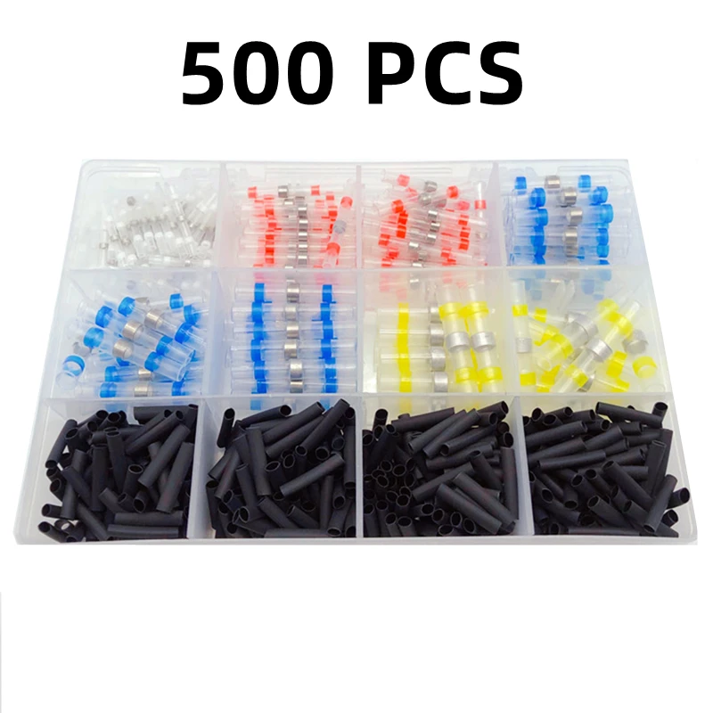 500 PCS Boxed,Heat Shrink Sleeve + Solder Ring Terminal,Solder Butt Thermoresistant Tube,Wire Connector,Waterproof Insulation 
500 PCS Boxed,Heat Shrink Sleeve + Solder Ring Terminal,Solder Butt Thermoresistant Tube,Wire Connector,Waterproof Insulation