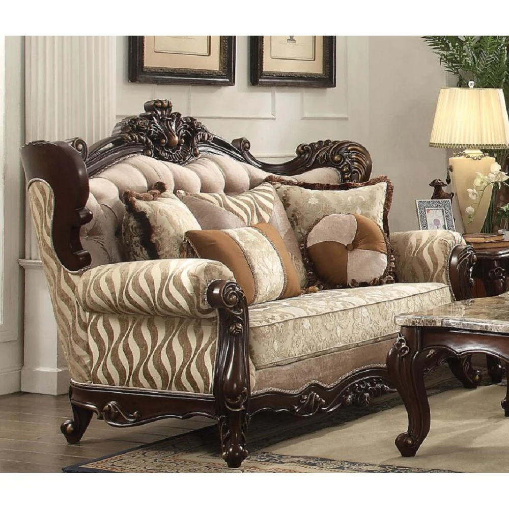 Loveseat with 5 Pillows Traditional Vintage Style Living Room Sofa in Fabric Walnut Home Furniture 70"L x 41"D x 51"H
Loveseat with 5 Pillows Traditional Vintage Style Living Room Sofa in Fabric Walnut Home Furniture 70"L x 41"D x 51"H