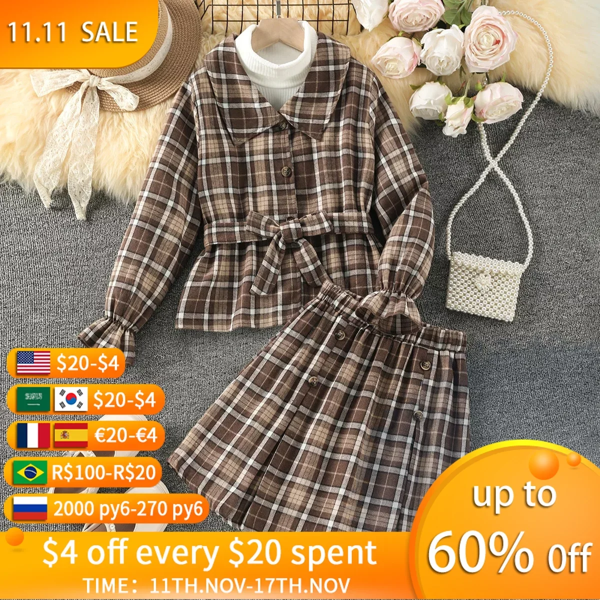 8-12Y Girls' Autumn Clothes Sets New Long Sleeved College Style Jacket+Plaid Pleated Skirt 2Pcs Suits
8-12Y Girls' Autumn Clothes Sets New Long Sleeved College Style Jacket+Plaid Pleated Skirt 2Pcs Suits