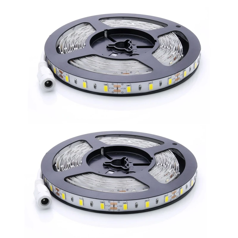 

2X Super Bright Flexible 5M 14.4W/Meter SMD 5630 300 Leds IP20 Non-Waterproof Daylight White(6000-6500K) LED Strip