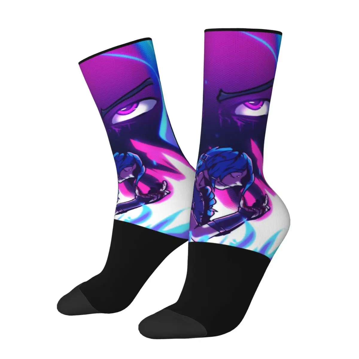 

Happy Funny Men's Socks Angry Eyes Vintage Harajuku Arcane League of Legends LOL Anime Casual Crew Crazy Sock Gift Printed
