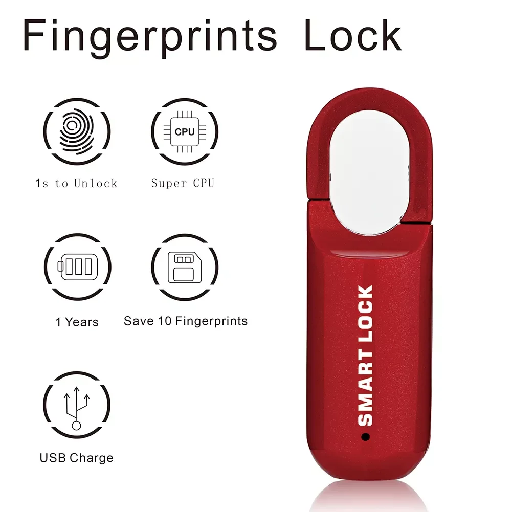 Smart Fingerprint Padlock Keyless USB Rechargeable Fingerprint Lock Mini Portable Anti-theft Security Lock for Handbag Cabinet
Smart Fingerprint Padlock Keyless USB Rechargeable Fingerprint Lock Mini Portable Anti-theft Security Lock for Handbag Cabinet