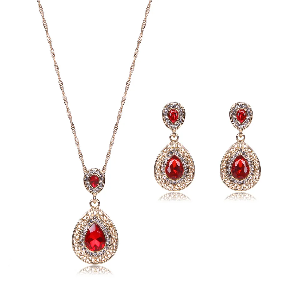 Fashion Luxury Rhinestone Alloy Water Drop Necklace Earrings Two-piece Set Elegant Women Pendant Jewelry Set
Fashion Luxury Rhinestone Alloy Water Drop Necklace Earrings Two-piece Set Elegant Women Pendant Jewelry Set