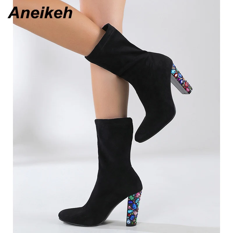 Aneikeh 2023 Fashion Square Heel Color Rhinestones Bordered Round Toe Slip-On Ankle Boots Office Lady Shoes Solid Flock Slip-On
Aneikeh 2023 Fashion Square Heel Color Rhinestones Bordered Round Toe Slip-On Ankle Boots Office Lady Shoes Solid Flock Slip-On