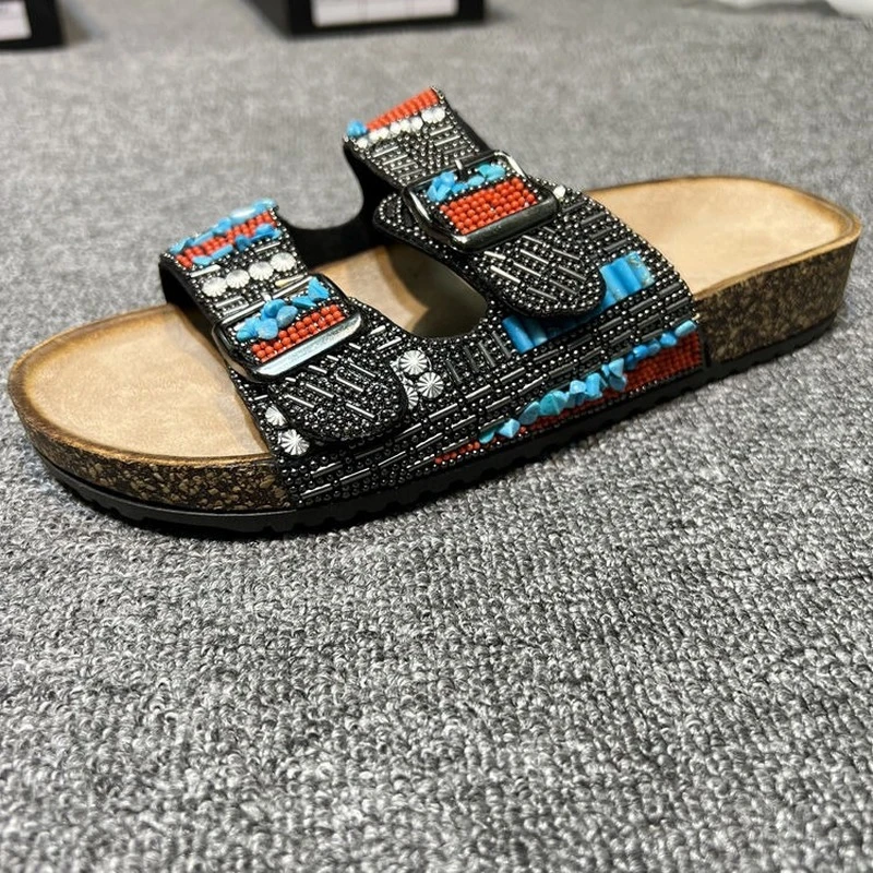 Beaded Belt Buckle Sandals Women's Flat Mules Luxury Designer Brand Loafers Pointed Toe Backless Slides Half Slipper Snug Shoes
Beaded Belt Buckle Sandals Women's Flat Mules Luxury Designer Brand Loafers Pointed Toe Backless Slides Half Slipper Snug Shoes