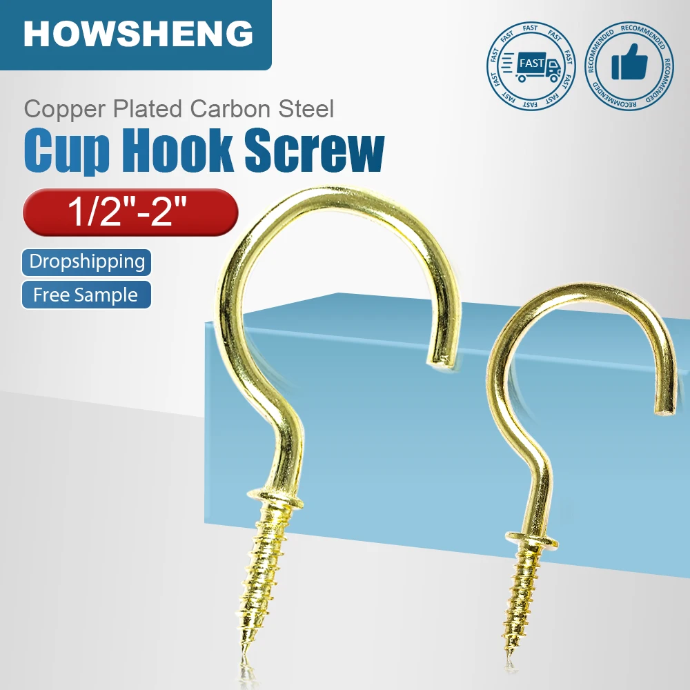 HOWSHENG Shouldered Cup Screw Hook 1/2"~2" Copper Plated Ceiling Screw-in Hooks Screw for Plants Picture Frame Hanger
HOWSHENG Shouldered Cup Screw Hook 1/2"~2" Copper Plated Ceiling Screw-in Hooks Screw for Plants Picture Frame Hanger