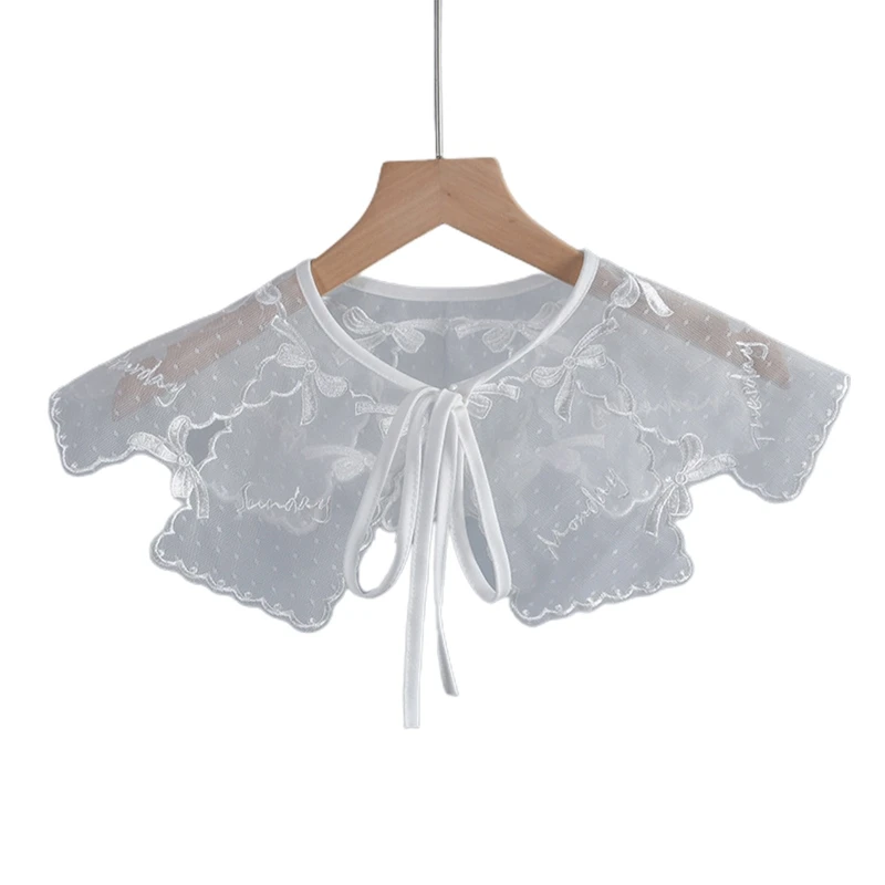 E9LC Женская Съемная сетчатая шаль с разрезом, ложным воротником, вышивкой, бантом и надписью, накидка
E9LC Женская Съемная сетчатая шаль с разрезом, ложным воротником, вышивкой, бантом и надписью, накидка