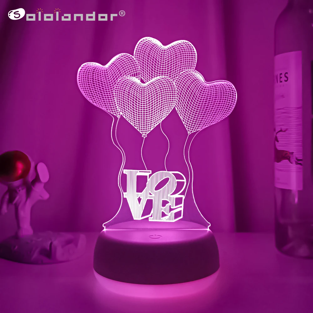 Kid Light Night 3D LED Night Light Creative Table Bedside Lamp Romantic Balloon Love light Kid Gril Home Decoration Gift Lantern 
Kid Light Night 3D LED Night Light Creative Table Bedside Lamp Romantic Balloon Love light Kid Gril Home Decoration Gift Lantern