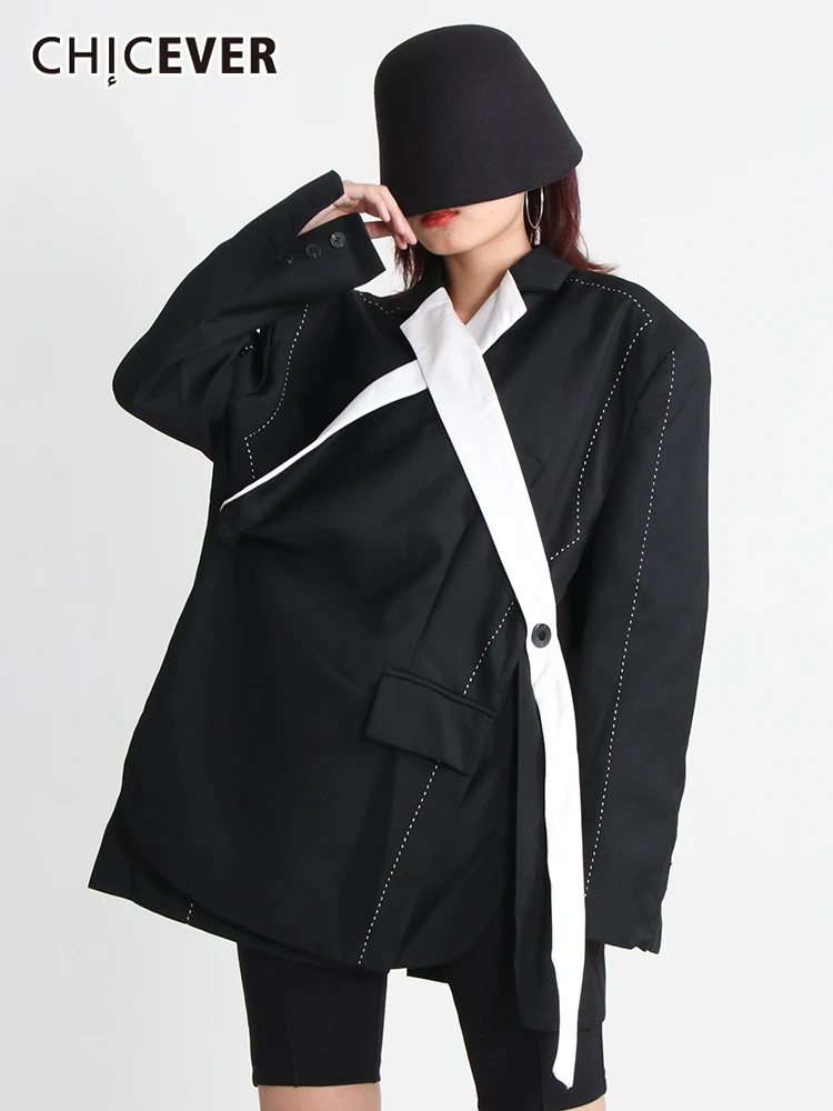 CHICEVER Hit Color Blazers For Women Notched Long Sleeve Patchwork Straight Streetwear Blazer Female Spring Clothing Fashion New
CHICEVER Hit Color Blazers For Women Notched Long Sleeve Patchwork Straight Streetwear Blazer Female Spring Clothing Fashion New