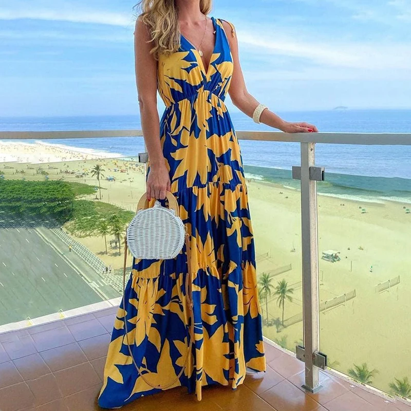 Wefads Women Summer Dress Sexy Print Sleeveless Long Skirt Maxi Party Dress Beach Dresses
Wefads Women Summer Dress Sexy Print Sleeveless Long Skirt Maxi Party Dress Beach Dresses