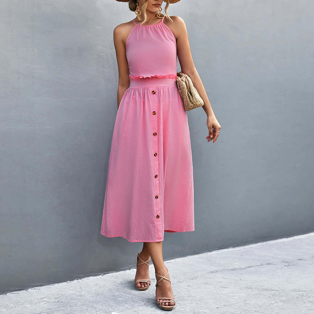 2023 Brand New Female Beach Daily Sexy Sleeveless Summer Swing Ties Women Backless Button Casual Dress Elegant
2023 Brand New Female Beach Daily Sexy Sleeveless Summer Swing Ties Women Backless Button Casual Dress Elegant