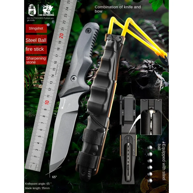 HX Outdoors Outdoor Knife Wild Survival Saber Tactical Knife Self-Defense Military Knife Slingshot Tool Survival Straight Knife
HX Outdoors Outdoor Knife Wild Survival Saber Tactical Knife Self-Defense Military Knife Slingshot Tool Survival Straight Knife