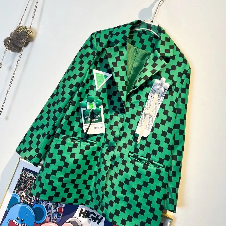 Green Plaid Suit Jacket for Women 2022 New Spring Loose Long Sleeve Blazers Streetwear Casual Oversize Coat Female Mid-length
Green Plaid Suit Jacket for Women 2022 New Spring Loose Long Sleeve Blazers Streetwear Casual Oversize Coat Female Mid-length