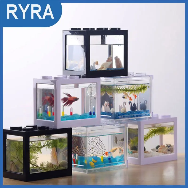 

Creative Multicolor Stackable Building Blocks Ecological Mini Aquarium Fish Spider Tank Small Reptile Pet Box Home Table Decor