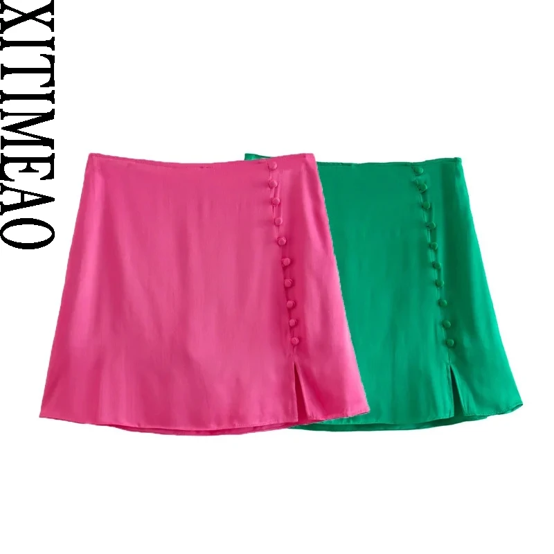 Xitimeao Women Fashion With Buttons Satin Shorts Skirts Vintage High Waist Side Zipper Female Skort Mujer
Xitimeao Women Fashion With Buttons Satin Shorts Skirts Vintage High Waist Side Zipper Female Skort Mujer