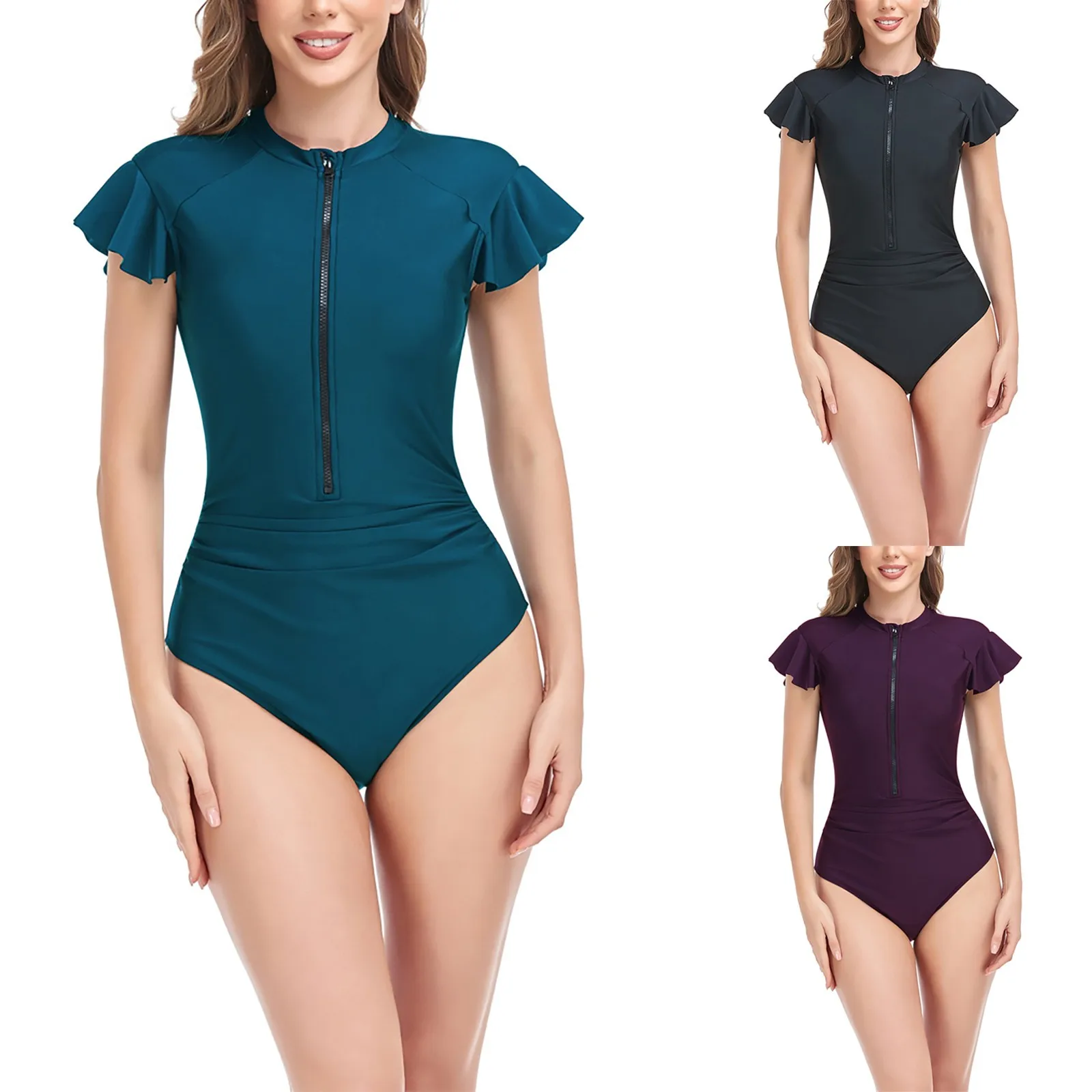 Conjoined One Shoulder Ruffled Swimsuit Solid Color European And American Sexy Lady Swimsuit Bikini With Underwire
Conjoined One Shoulder Ruffled Swimsuit Solid Color European And American Sexy Lady Swimsuit Bikini With Underwire