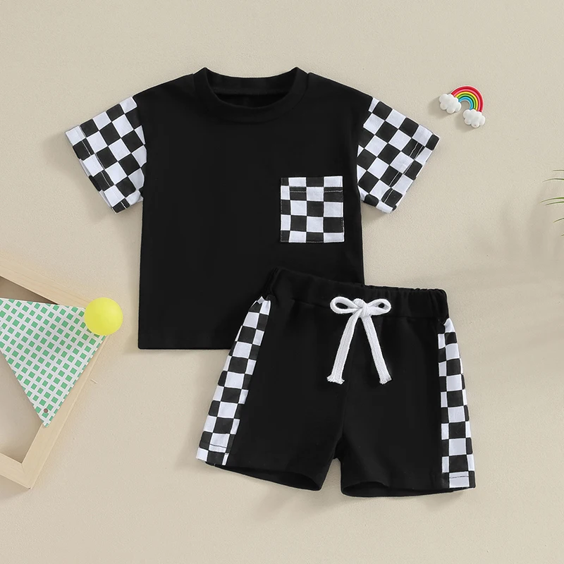Toddler Baby Boy Shorts Sets Summer Clothes Checkerboard Print Pocket Short Sleeve T-Shirt with Elastic Waist Shorts 2Pcs Outfit
Toddler Baby Boy Shorts Sets Summer Clothes Checkerboard Print Pocket Short Sleeve T-Shirt with Elastic Waist Shorts 2Pcs Outfit