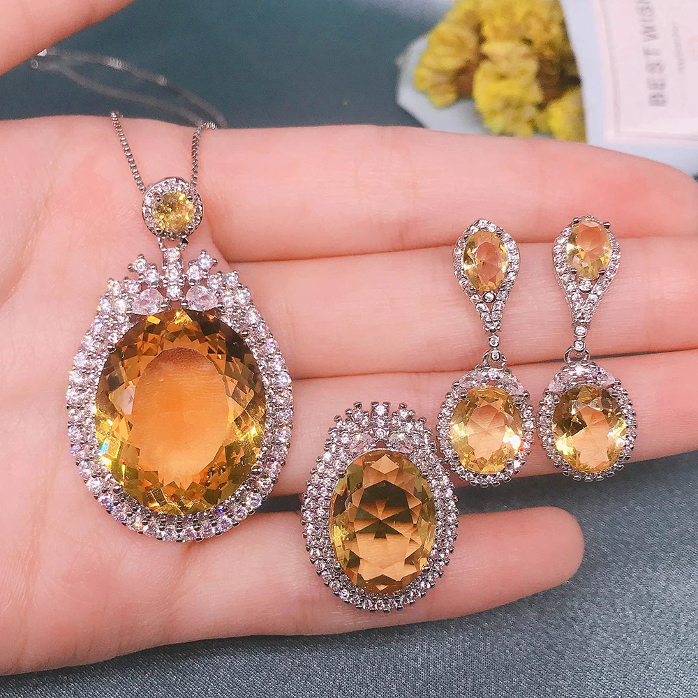 WPB Premium Women Jewelry Set Big Pigeon Egg Yolk Diamond Set Female Luxury Jewelry Shiny Zircon Design Girl Gift Party New
WPB Premium Women Jewelry Set Big Pigeon Egg Yolk Diamond Set Female Luxury Jewelry Shiny Zircon Design Girl Gift Party New