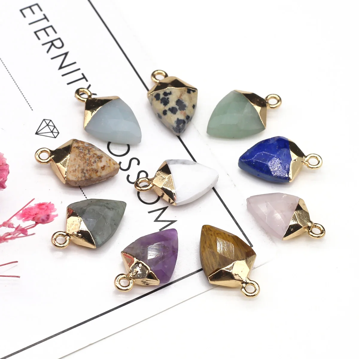 Natural Stone Pendants Triangle Shape Chakra Crystal Quartz Agate Stone for Jewelry Making Necklace Earrings
Natural Stone Pendants Triangle Shape Chakra Crystal Quartz Agate Stone for Jewelry Making Necklace Earrings