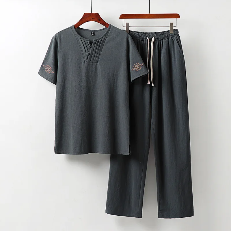 Cotton and Linen Casual Suit Men's Fashion Brand Chinese Style Men's Suit with Handsome Men's Summer Embroidery Loose Short Slee
Cotton and Linen Casual Suit Men's Fashion Brand Chinese Style Men's Suit with Handsome Men's Summer Embroidery Loose Short Slee