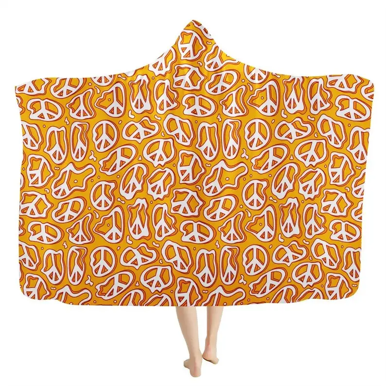 Trippy Hippie Peace Symbols Hooded Blanket - 60s 70s Festival Throw, Melting Peace Sign, Wearable Sherpa Blanket, Woodstock Fest
Trippy Hippie Peace Symbols Hooded Blanket - 60s 70s Festival Throw, Melting Peace Sign, Wearable Sherpa Blanket, Woodstock Fest