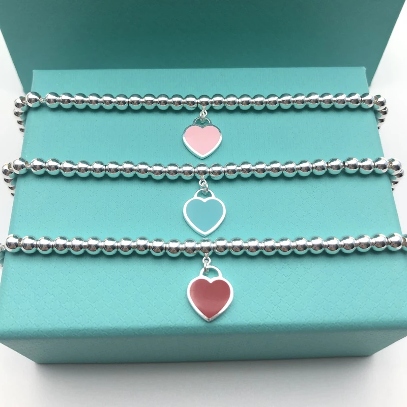 European and American 100% 925 Sterling Silver Heart Shaped Bracelet Ladies Enamel Love Holiday Gift Luxury Brand Jewelry
European and American 100% 925 Sterling Silver Heart Shaped Bracelet Ladies Enamel Love Holiday Gift Luxury Brand Jewelry