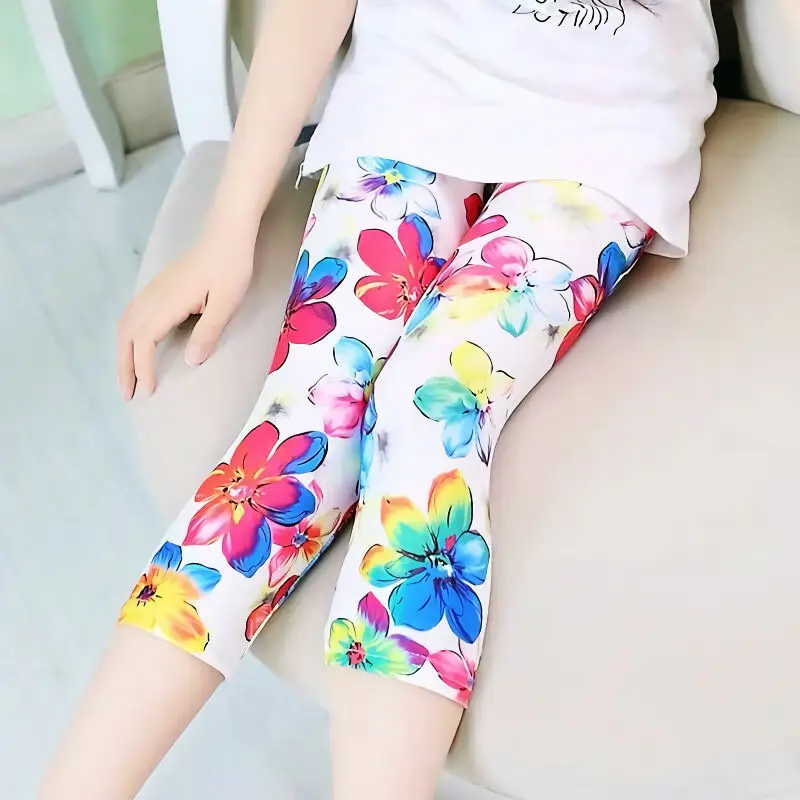 Детские летние брюки с цветочным принтом на возраст 2-10 лет | Детская одежда и