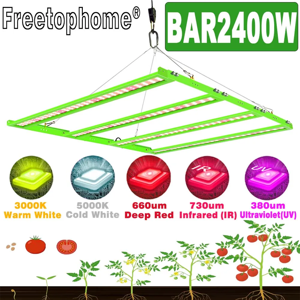 

LED Grow Light Bar Quick Connect Full Spectrum Plant Lamp for Greenhouse Tent Hydroponics Growing System Seed Veg Bloom Fruiting