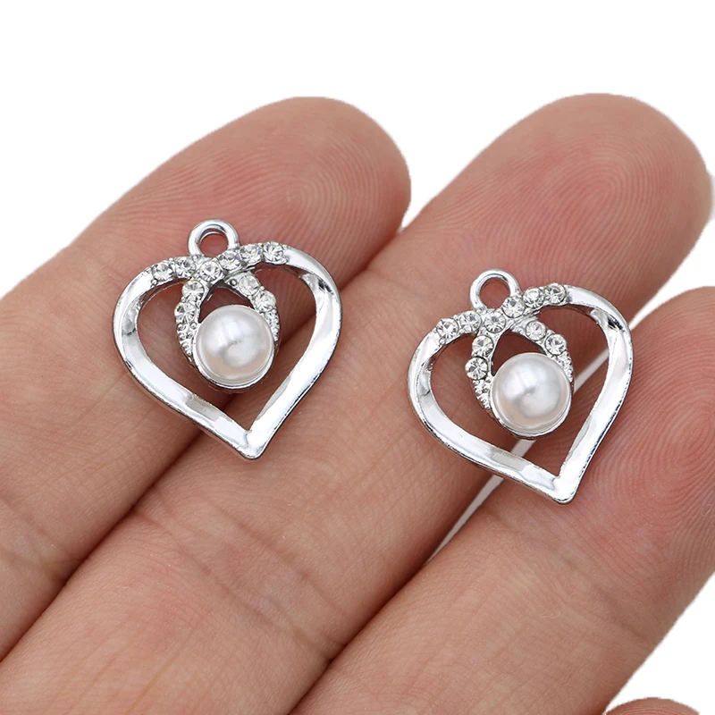 5Pcs Silver Plated Crystal Pearl Heart Charm Pendant for Jewelry Making Earrings Bracelet Necklace Accessories DIY Findings
5Pcs Silver Plated Crystal Pearl Heart Charm Pendant for Jewelry Making Earrings Bracelet Necklace Accessories DIY Findings