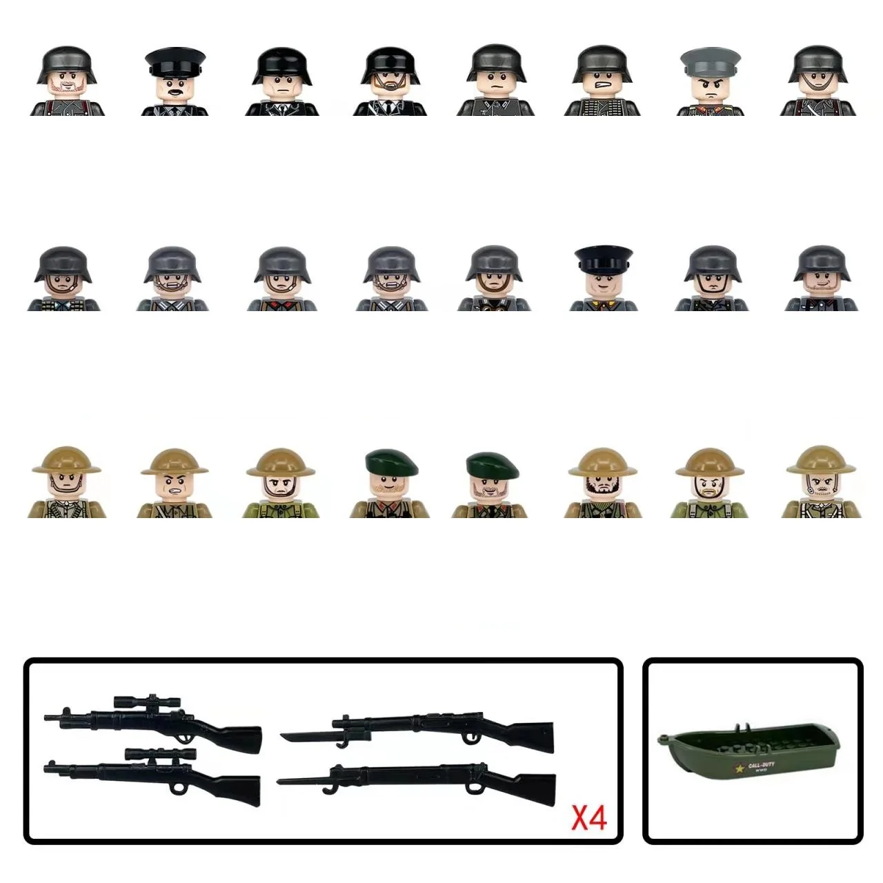

Конструктор Военный, 2 мировая война, Германия, британская армия, пехота, солдаты, Минифигурки, оружие, винтовка, пистолет, корабль, кирпичи, игрушки для детей