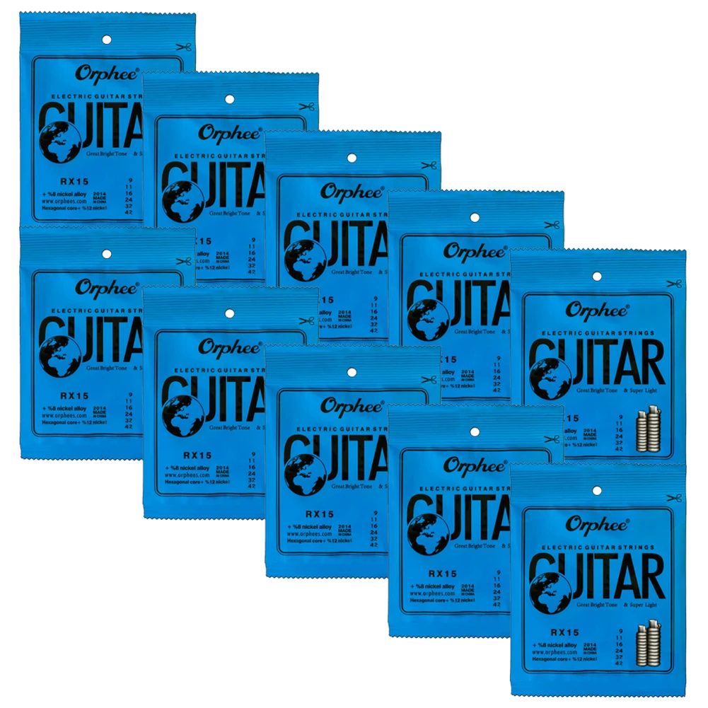10 Set Orphee RX Series Electric Guitar Strings Super Light RX15 RX17 RX19 9-42 10-46 11-50 Professional Hexagonal Carbon Steel
10 Set Orphee RX Series Electric Guitar Strings Super Light RX15 RX17 RX19 9-42 10-46 11-50 Professional Hexagonal Carbon Steel