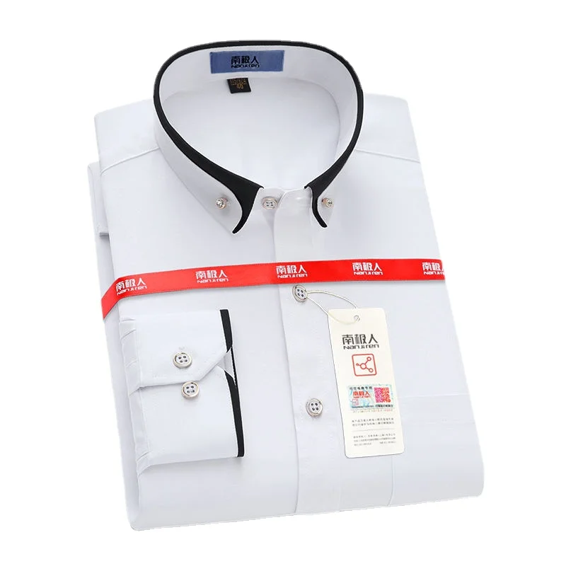 Men's Dress Shirts Formal Stretch Long Sleeve Shirt Business Casual Double-Layer Collar Chemise Male Non-Ironing Button Up Shirt
Men's Dress Shirts Formal Stretch Long Sleeve Shirt Business Casual Double-Layer Collar Chemise Male Non-Ironing Button Up Shirt