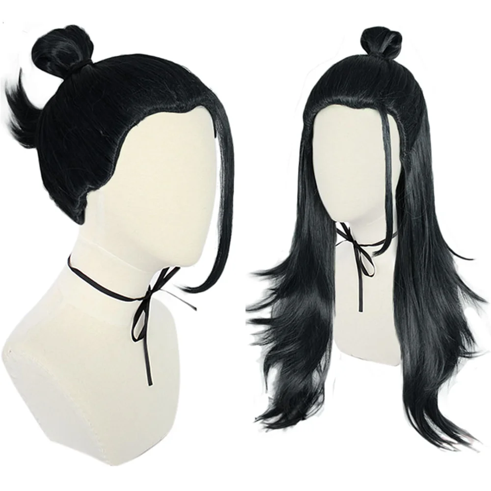 

2 Styles Anime Jujutsu Kaisen Cosplay Wig Suguru Geto Kenjaku Black Hair Cosplay Wig Heat Resistant Synthetic Wigs+Wig Cap
