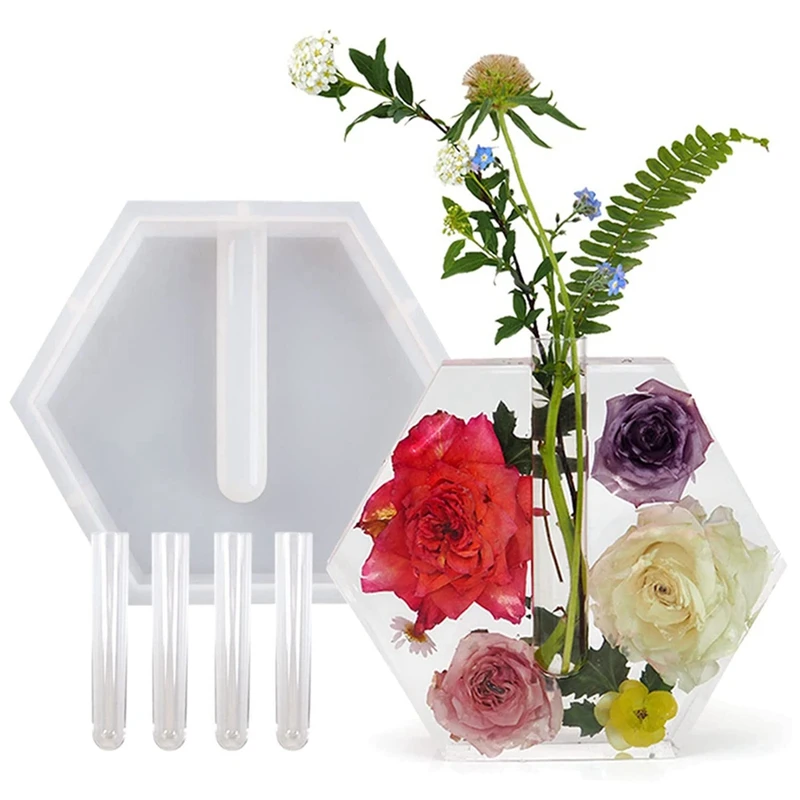 Large Resin Molds For Vase Plant Propagation Station, Hexagon Shaped Epoxy Resin Molds With 4 Test Tubes For Hydroponic
Large Resin Molds For Vase Plant Propagation Station, Hexagon Shaped Epoxy Resin Molds With 4 Test Tubes For Hydroponic