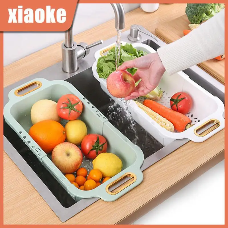 

Home Double-layer Design Fruit Plate Multifunctional Kitchen Wash Basin Baskets Freely Retractable Sink Filter Basket Double