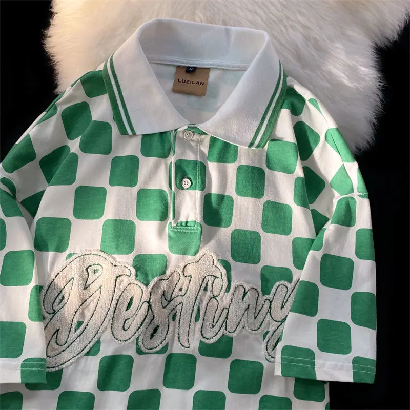 Hip Hop Classic Plaid POLO Shirts Cotton Material Vintage Letter Graphic T Shirts Men Women Summer Tops Harajuku Teenage Clothes
Hip Hop Classic Plaid POLO Shirts Cotton Material Vintage Letter Graphic T Shirts Men Women Summer Tops Harajuku Teenage Clothes
