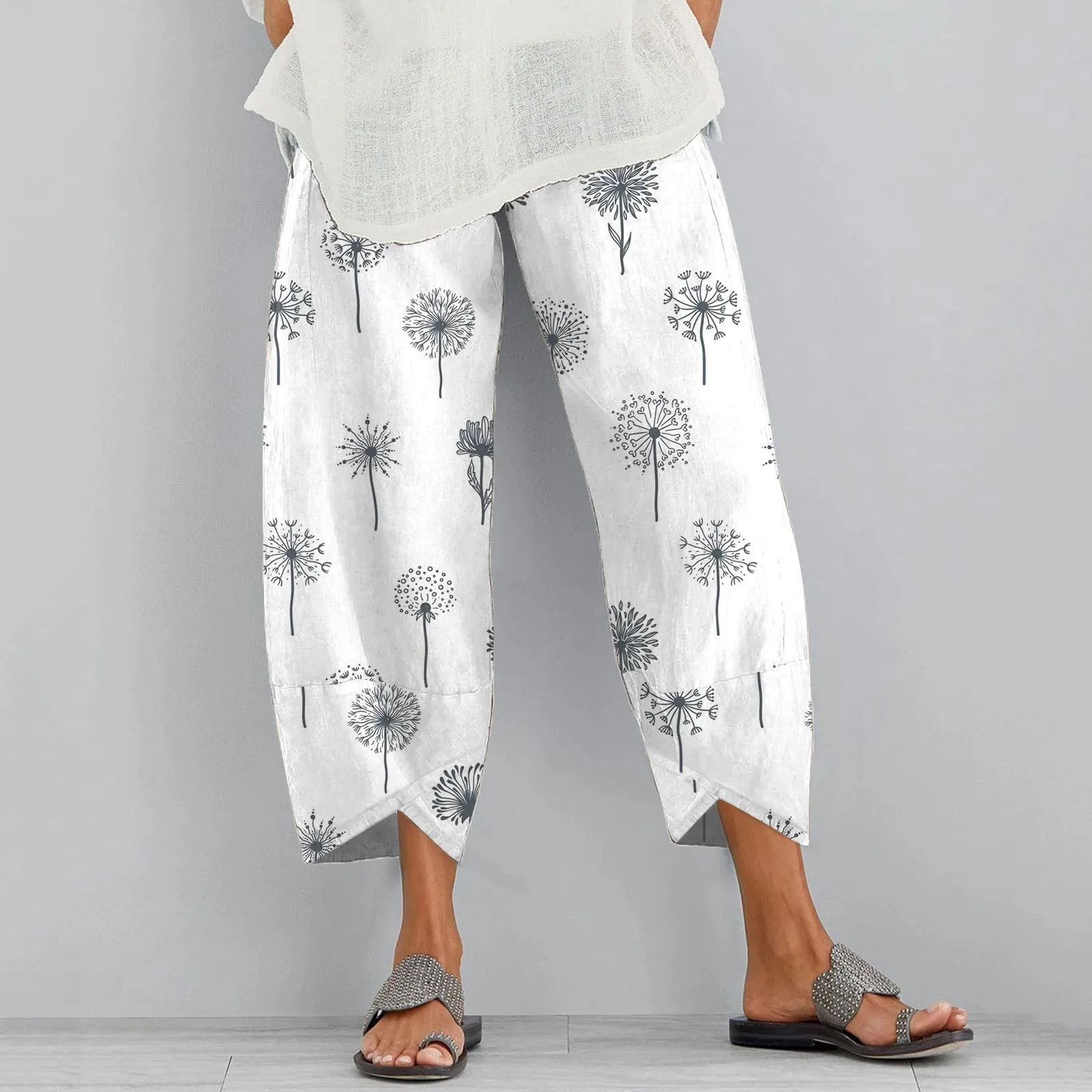 Casual Cotton Linen Wide Leg Pants Women Loose Comfort Elastic Waist Harem Pants Vintage Solid Summer Cropped Pants Trousers
Casual Cotton Linen Wide Leg Pants Women Loose Comfort Elastic Waist Harem Pants Vintage Solid Summer Cropped Pants Trousers