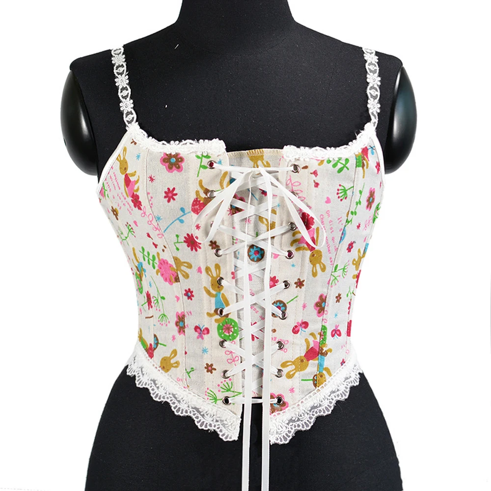Womens Halter French Style Vintage Rabbit Prints Overbust Bandage Bustier Crop Waist Cincher Corset Lingerie Tops to Wear out
Womens Halter French Style Vintage Rabbit Prints Overbust Bandage Bustier Crop Waist Cincher Corset Lingerie Tops to Wear out